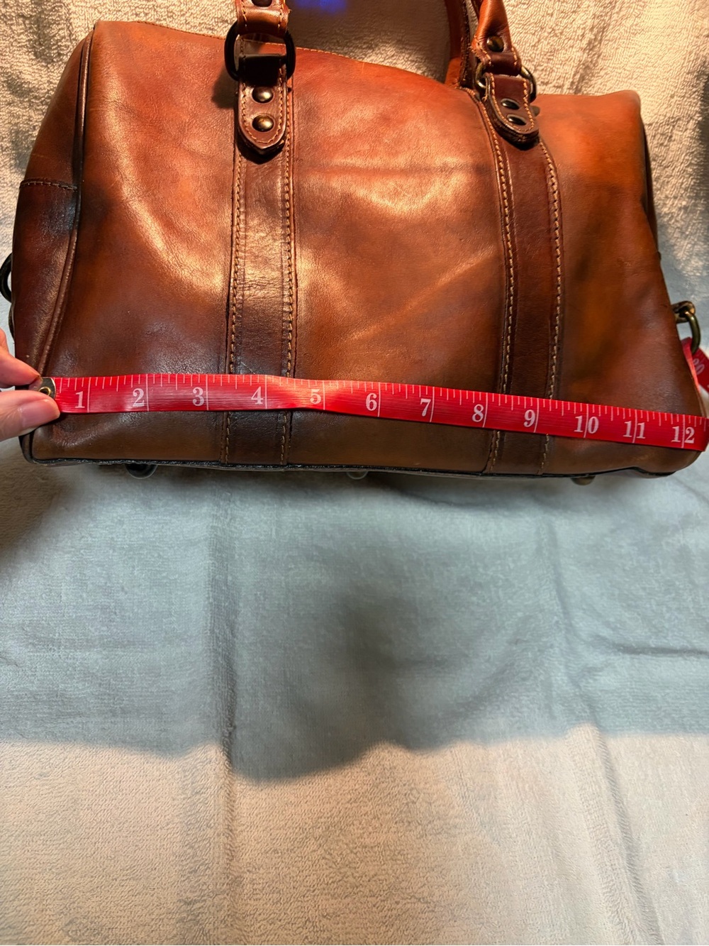 Structured Brown Leather Satchel with Detachable Strap - Picture 12 of 15